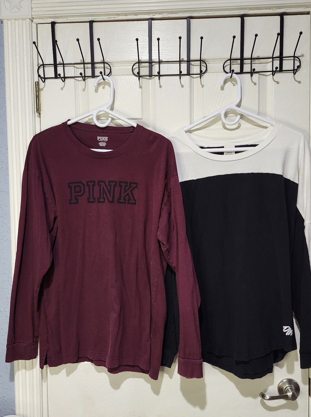 2 PINK Victoria's Secret Long-Sleeve Crewneck Tops Size Large